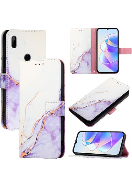 Huawei P Akıllı Z Pu Deri Cüzdan Mermer Desen Kickstand (Yurt Dışından)