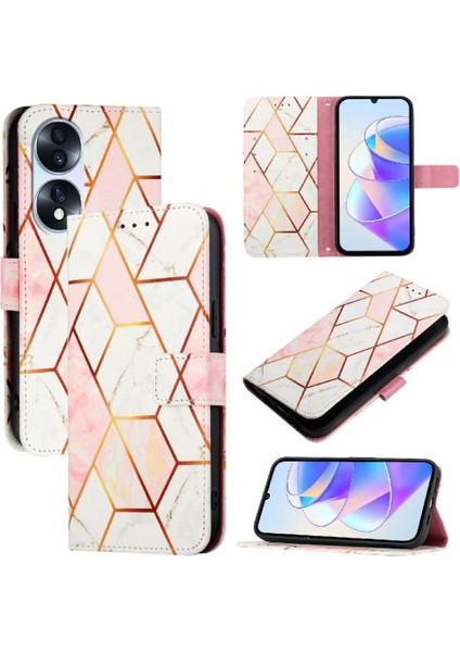 Onur Için Kılıf 70 5g Pu Deri Cüzdan Kickstand Mermer Desen (Yurt Dışından)
