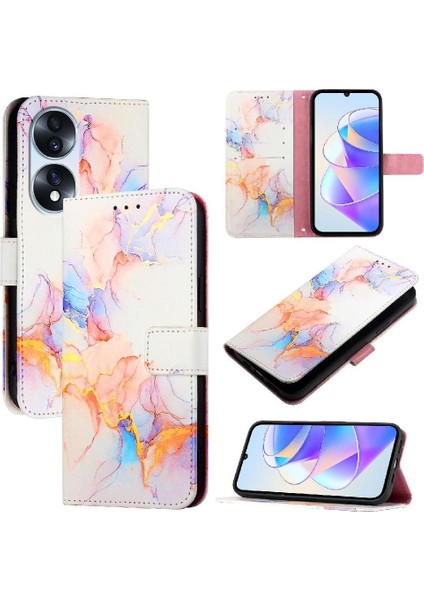 Onur Için Kılıf 70 5g Pu Deri Cüzdan Kickstand Mermer Desen (Yurt Dışından)