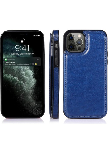 Kart Tutucu Toka ile IPhone 14 Pro Kart Yuvaları Pu Deri Için Cüzdan Kılıf (Yurt Dışından)