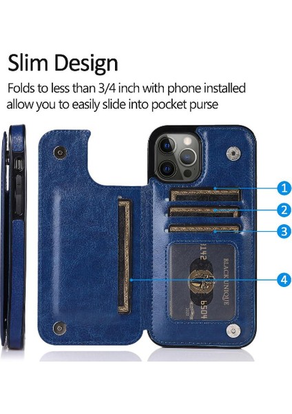 Kart Tutucu Toka ile IPhone 14 Pro Kart Yuvaları Pu Deri Için Cüzdan Kılıf (Yurt Dışından) fiyatları