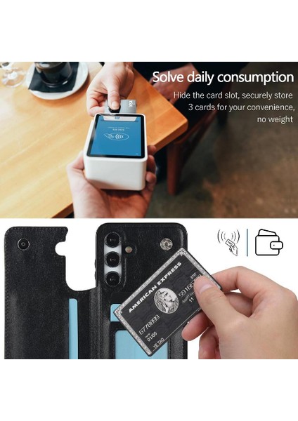 Kart ile Samsung Galaxy S24 Artı Kart Yuvaları Pu Deri Için Cüzdan Kılıf (Yurt Dışından) fırsatları