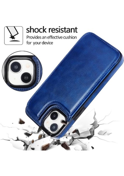 IPhone 15 Için Cüzdan Durumda Artı Kart Yuvaları Kickstand Çift Manyetik Toka (Yurt Dışından) indirimleri