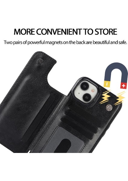 IPhone 15 Için Cüzdan Durumda Artı Kart Yuvaları Kickstand Çift Manyetik Toka (Yurt Dışından) modelleri