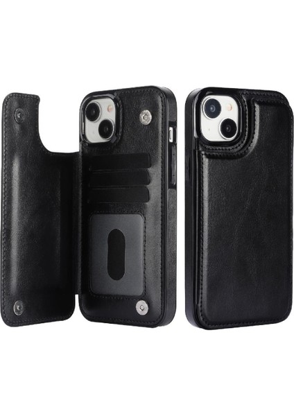 IPhone 15 Için Cüzdan Durumda Artı Kart Yuvaları Kickstand Çift Manyetik Toka (Yurt Dışından) indirimleri