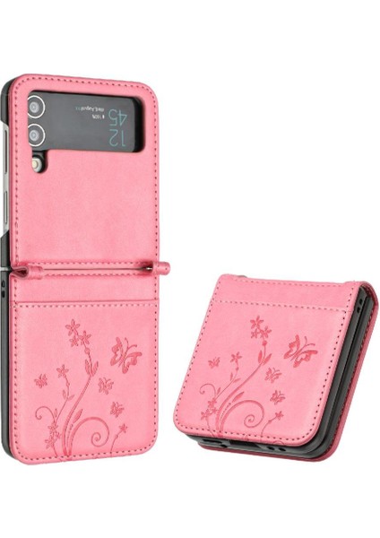 Samsung Galaxy Z Flip4 Için Filp Durumda Kart Tutucu Kickstand Bilek Kayışı Pu (Yurt Dışından)