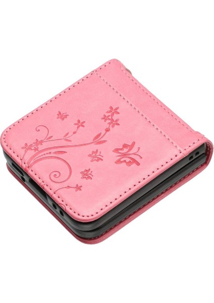 Samsung Galaxy Z Flip4 Için Filp Durumda Kart Tutucu Kickstand Bilek Kayışı Pu (Yurt Dışından)