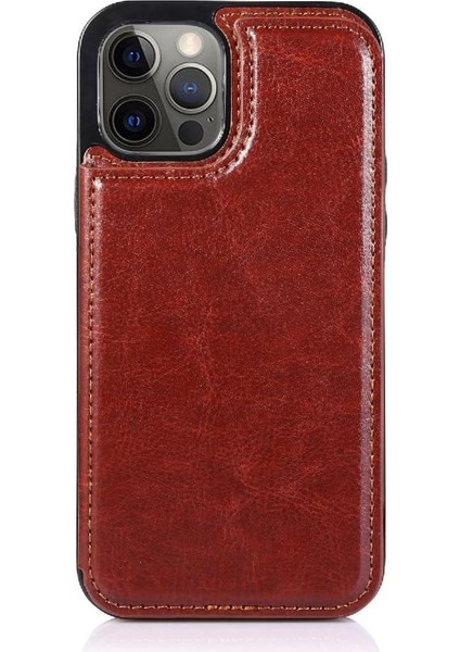 IPhone 12 Için Cüzdan Durumda Pro Max Çift Manyetik Toka Kart Yuvaları Pu (Yurt Dışından)