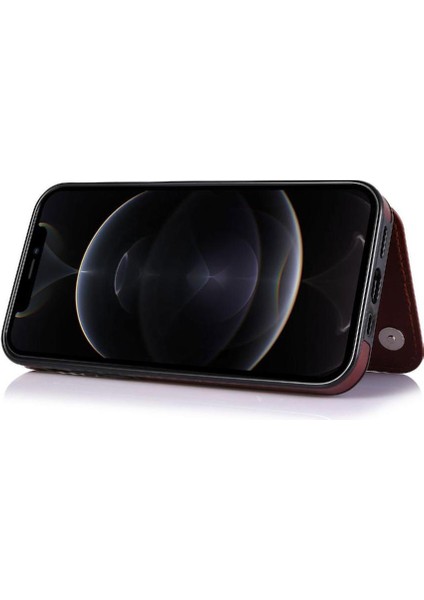 IPhone 12 Için Cüzdan Durumda Pro Max Çift Manyetik Toka Kart Yuvaları Pu (Yurt Dışından)