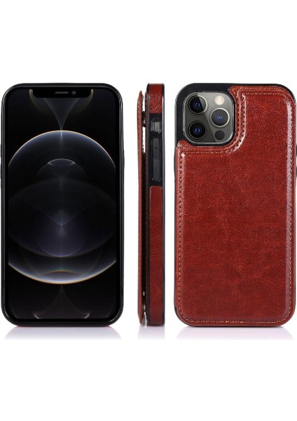 IPhone 12 Için Cüzdan Durumda Pro Max Çift Manyetik Toka Kart Yuvaları Pu (Yurt Dışından)