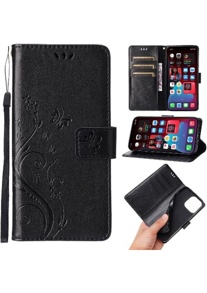 IPhone 15 Için Filp Durumda Artı Pu Deri Kickstand Kart Tutucu Bilek Kayışı (Yurt Dışından)