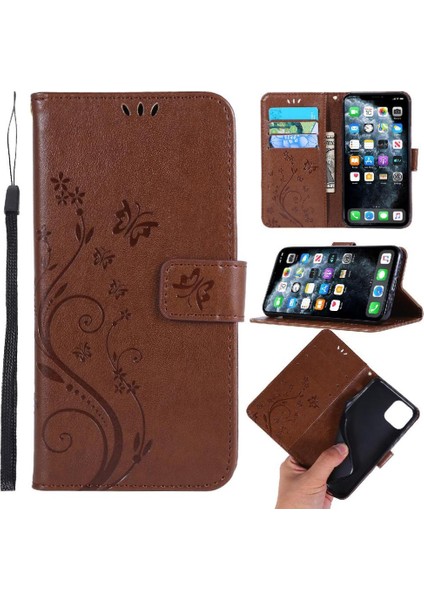 IPhone 12 Için Filp Durumda Pro Max Kart Tutucu Bilek Kayışı Pu Deri Kapatma (Yurt Dışından)