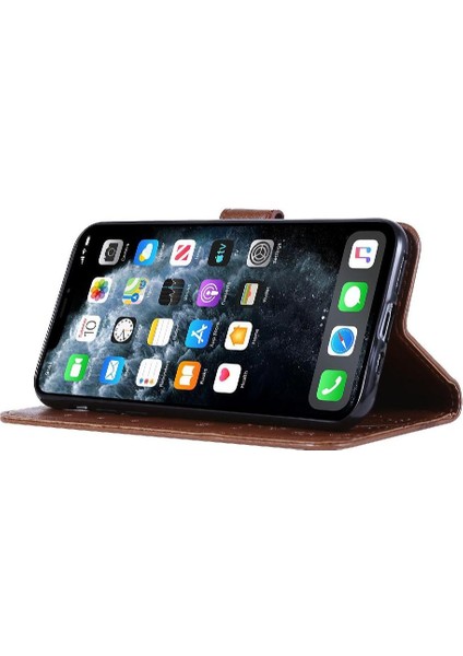 IPhone 12 Için Filp Durumda Pro Max Kart Tutucu Bilek Kayışı Pu Deri Kapatma (Yurt Dışından)