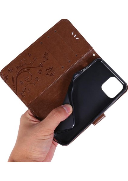 IPhone 12 Için Filp Durumda Pro Max Kart Tutucu Bilek Kayışı Pu Deri Kapatma (Yurt Dışından)