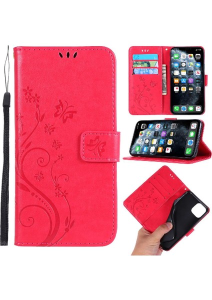 IPhone 12 Için Filp Durumda Pro Max Kart Tutucu Bilek Kayışı Pu Deri Kapatma (Yurt Dışından)