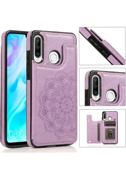 Huawei P30 Lite Flip Darbeye Dayanıklı Desen Için Kart Tutucu Kılıf ile Cüzdan (Yurt Dışından)
