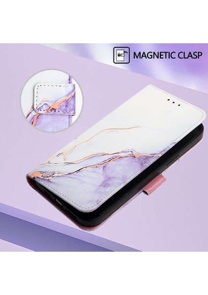 Tecno Spark 20 Pro Kickstand Pu Deri Mermer Desen Cüzdan Için Kılıf (Yurt Dışından)