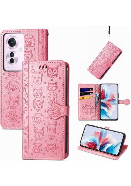 Oppo Için Kılıf Oppo 11 F 5g Kısa Kayış Kapak Çevirin Karikatür Hayvanlar Deri (Yurt Dışından)
