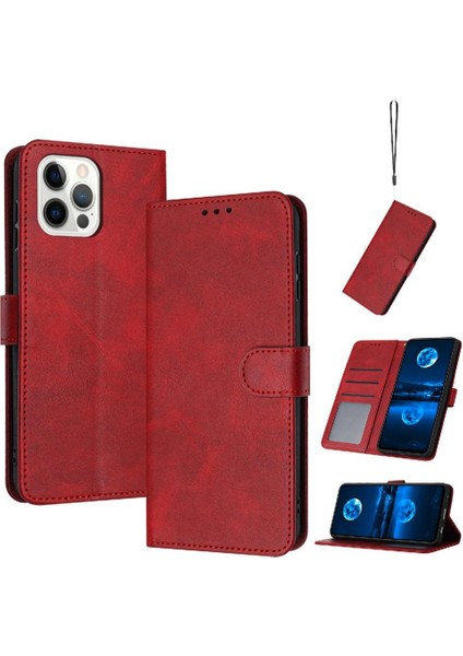 Toka Saf Renk Pu ile Kart Yuvası ile IPhone 12 Pro Max Için Flip Case (Yurt Dışından)