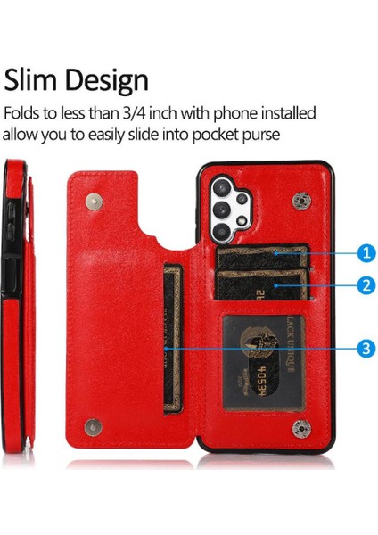 Kart Pu ile Samsung Galaxy A32 5g Çift Manyetik Toka Için Cüzdan Kılıf (Yurt Dışından) fırsatları