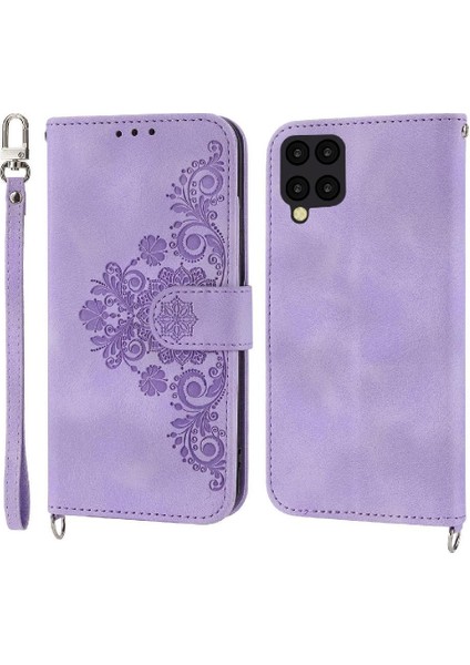 Samsung Galaxy A22 4g Kabartmalı Darbeye Dayanıklı Çoklu Kredi Için Flip Case (Yurt Dışından)