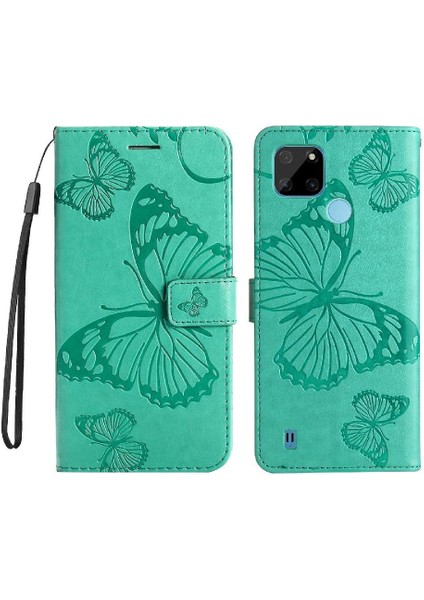 Kart Yuvası Standı ile Realme C21Y Flip Kickstand Pu Deri Için Flip Case (Yurt Dışından)