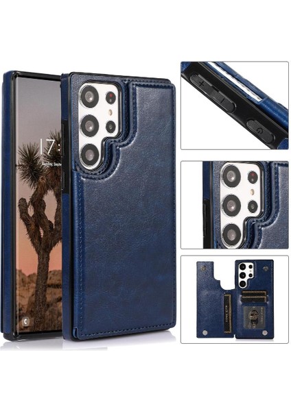 Samsung Galaxy S23 Ultra Kart Yuvaları Için Cüzdan Durumda Çift Manyetik Toka (Yurt Dışından)