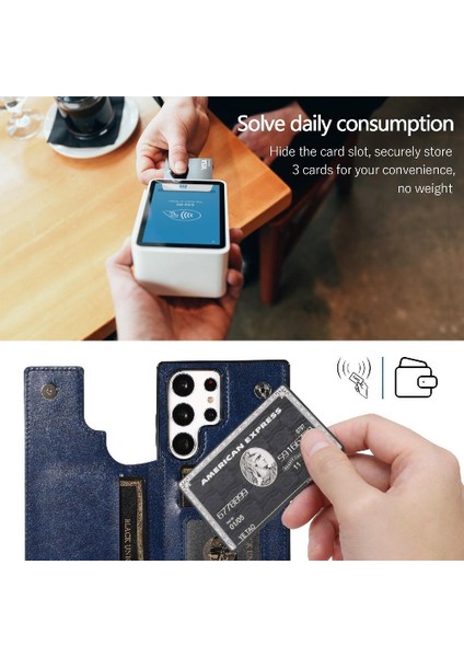Samsung Galaxy S23 Ultra Kart Yuvaları Için Cüzdan Durumda Çift Manyetik Toka (Yurt Dışından) fırsatları