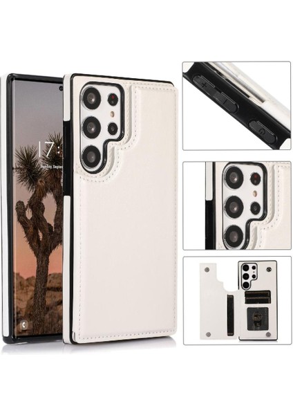 Samsung Galaxy S23 Ultra Kart Yuvaları Için Cüzdan Durumda Çift Manyetik Toka (Yurt Dışından)