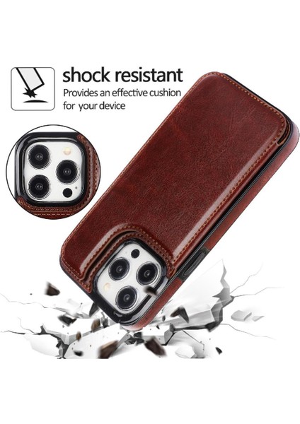 Cüzdan Kılıf IPhone 15 Pro Max Kickstand Çift Manyetik Toka ile Pu (Yurt Dışından)