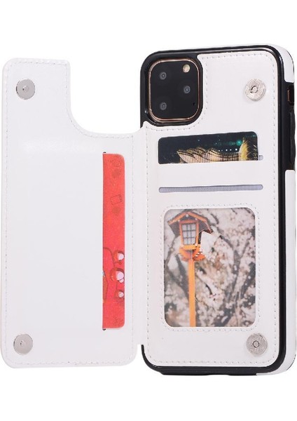 Kart Tutucu Kart Yuvaları Toka ile IPhone 11 Pro Pu Deri Için Cüzdan Kılıf (Yurt Dışından) fırsatları
