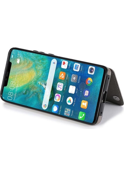 Cüzdan Kart Tutucu Kılıf ile Huawei Mate 20 Pro Çift Düğmeler Pu Flip (Yurt Dışından)