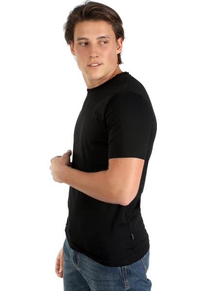 Pamuklu Slim Fit Sıfır Yaka Basic Erkek Tişört 242LCM242015 Gael