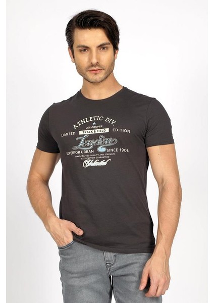 Önü Yazılı Slim Fit O Yaka Erkek Tişört 232LCM242024 Divided