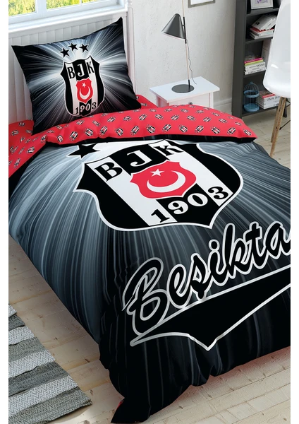 Beşiktaş Light Glow Tek Kişilik  Pamuk Lisanslı Nevresim Takımı