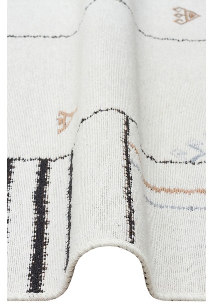 Arya AR41 Cream Black Çift Taraflı Modern Desenli Dokuma Kilim modelleri