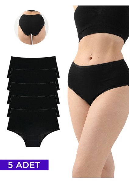 Kadın Siyah Bato Günlük Yüksel Bel Külot 5'li Paket
