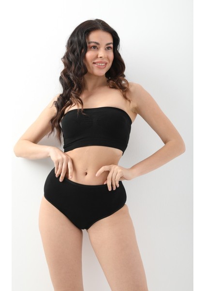 Kadın Siyah Bato Günlük Yüksel Bel Külot 5'li Paket fırsatları