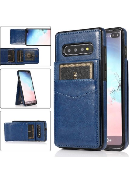 Samsung Galaxy S10 Manyetik Toka Kickstand Kart Tutucu ile Uyumlu (Yurt Dışından)