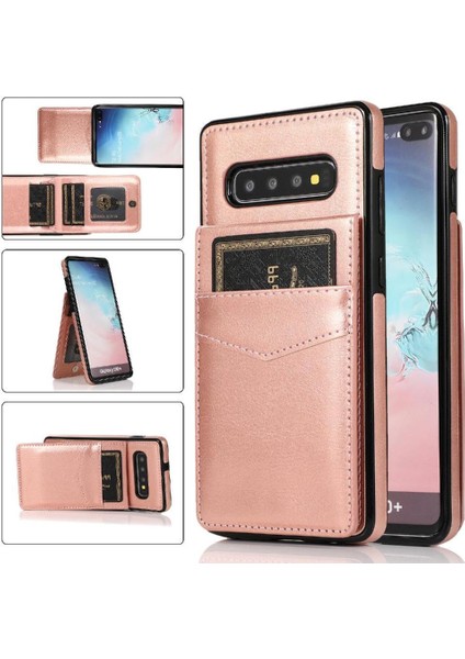 Samsung Galaxy S10 Manyetik Toka Kickstand Kart Tutucu ile Uyumlu (Yurt Dışından)