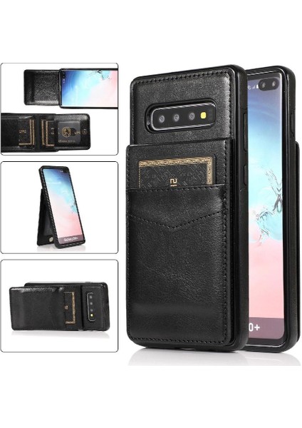 Samsung Galaxy S10 Manyetik Toka Kickstand Kart Tutucu ile Uyumlu (Yurt Dışından)