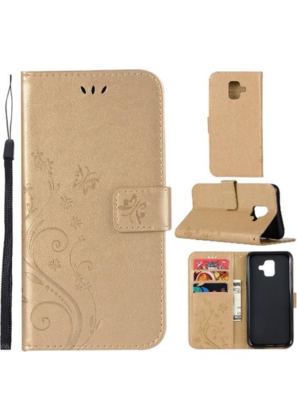Samsung Galaxy A6 2018 Kickstand Manyetik Kapatma Kartı Pu Için Filp Durumda (Yurt Dışından)