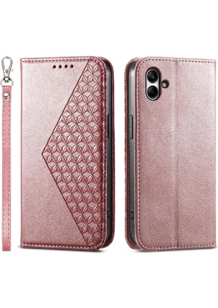 Samsung Galaxy A05 El Kayışı Standı Cüzdan Eşkenar Dörtgen Şekli Kullanımı Için Flip Case (Yurt Dışından)