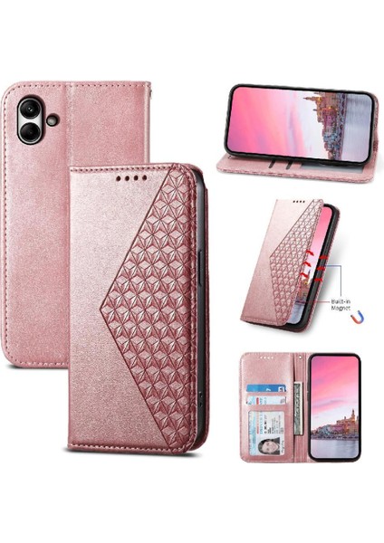 Samsung Galaxy A05 El Kayışı Standı Cüzdan Eşkenar Dörtgen Şekli Kullanımı Için Flip Case (Yurt Dışından)