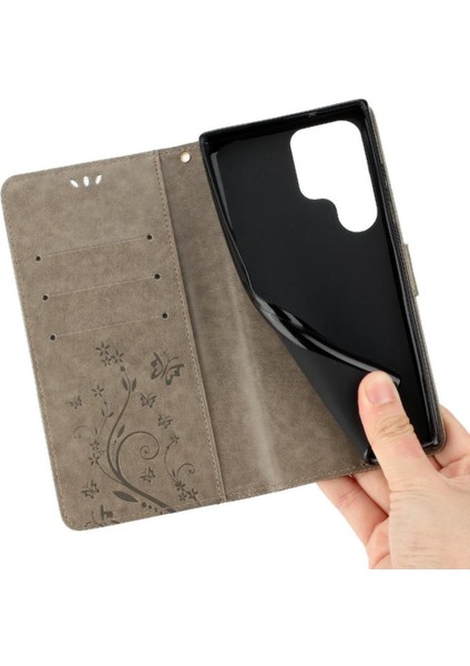 Samsung Galaxy S23 Ultra Kickstand Manyetik Kapatma Bilek Pu Için Filp Durumda (Yurt Dışından) modelleri