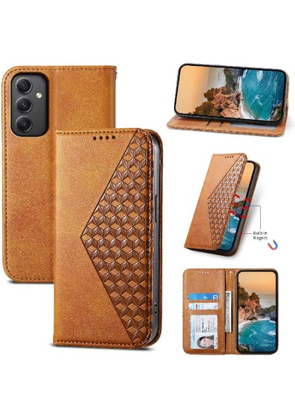 Samsung Galaxy A35 Için Flip Case El Kayışı Günlük Kullanım Standı Eşkenar Dörtgen Şekli (Yurt Dışından)