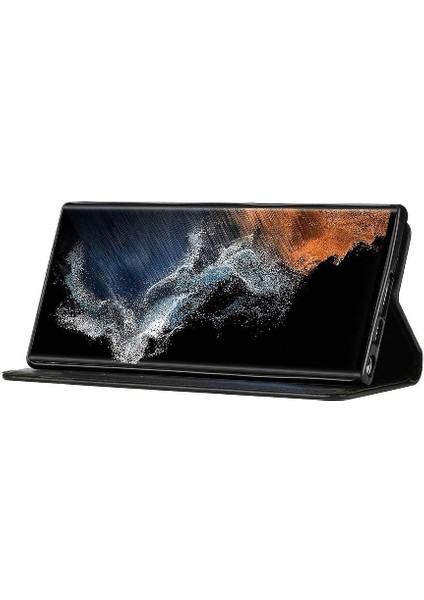 Samsung Galaxy S23 Ultra Kickstand Manyetik Kapatma Bilek Pu Için Filp Durumda (Yurt Dışından)