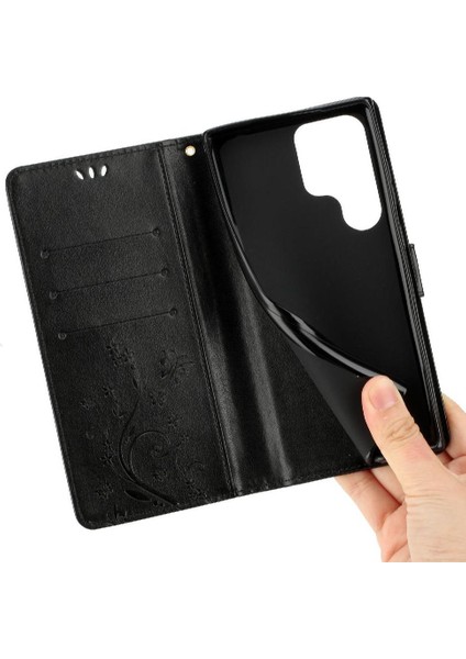 Samsung Galaxy S23 Ultra Kickstand Manyetik Kapatma Bilek Pu Için Filp Durumda (Yurt Dışından)