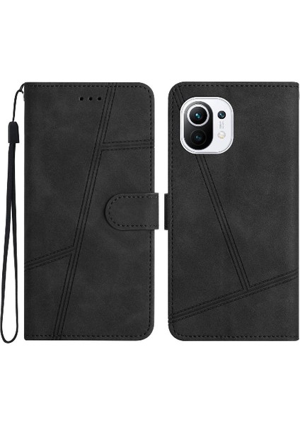 Xiaomi 11 Lite Için Flip Case Bilek Kayışı Cüzdan Pu Deri Kart Yuvaları Flip (Yurt Dışından)