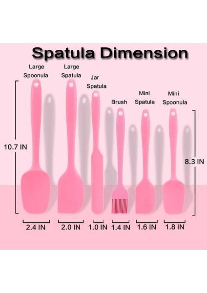 6'lı Silikon Spatula Seti, Yüksek Sıcaklığa Dayanıklı, Gıda Sınıfı Silikon, Temizlemesi Kolay, Pişirme, Yemek Pişirme, Mutfak Malzemeleri (Pembe) (Yurt Dışından)